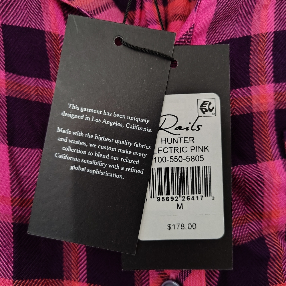 RAILS Hunter Electric Pink Plaid Shirt, M, NWT - Picture 7 of 13